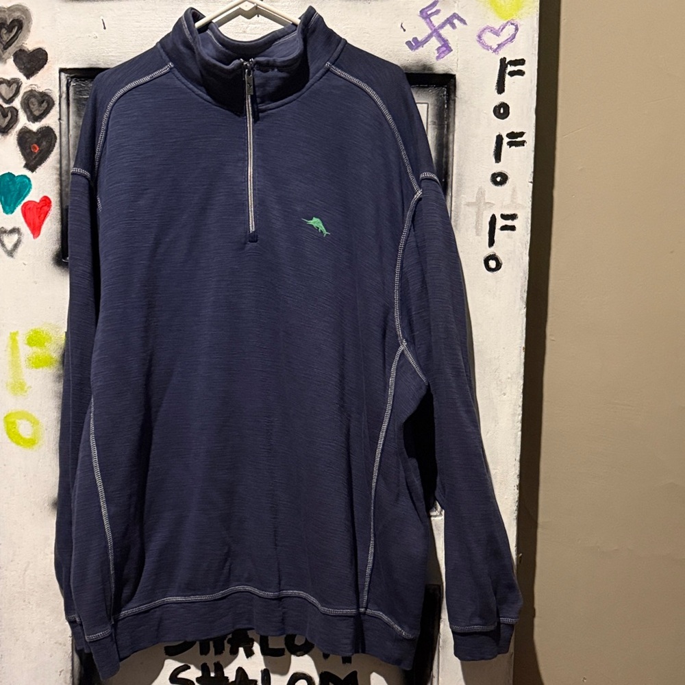 Tommy Bahama Navy Zip-Up Sweater